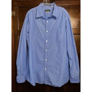 Men's Eddie Bauer Blue Stripe Long Sleeve Shirt Classic Fit Extra Large XL - EUC
